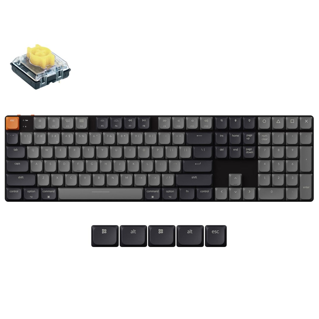 Keychron K5 QMK Custom Mechanical Keyboard, US ANSI Ultra-Slim Full Size 104 Keys Wireless