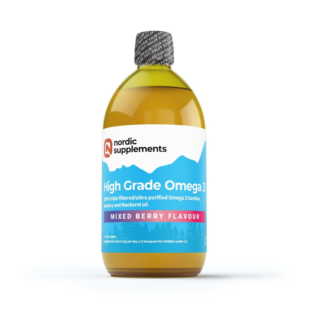 Nordic Supplements?Â« High Strength Omega 3 Fish Oil Liquid 500ml Ã”Ã‡Ã´ Mixed Berry Flavou