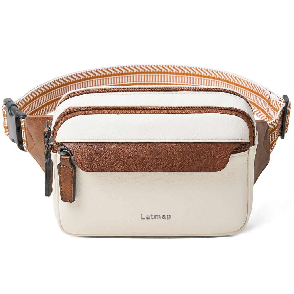 LATMAP 3L Fanny Packs for Women Men Fashion Waist Packs Belt Bag with 4-Zipper Pockets Cros