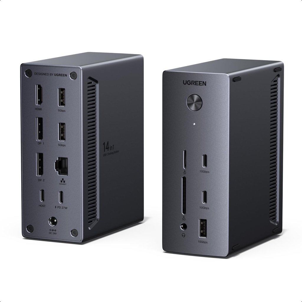 UGREEN Docking Station, Triple 4K Display (2x DP+ HDMI), 14-Port USB-C Dock, 100W Max Charge