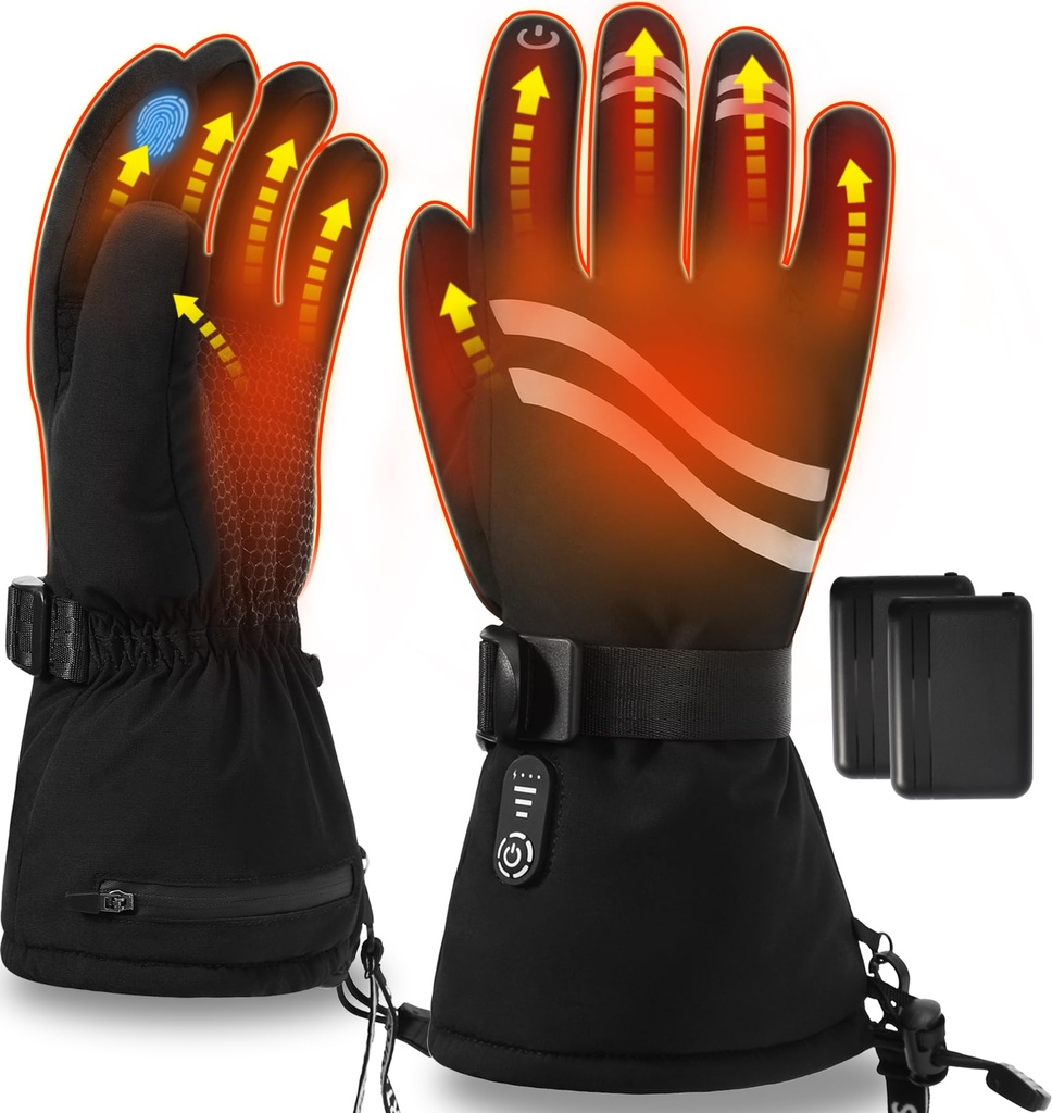 Rasfalo Heated Gloves for Men Women, USB Rechargeable Heated Gloves with 2600mAh Battery