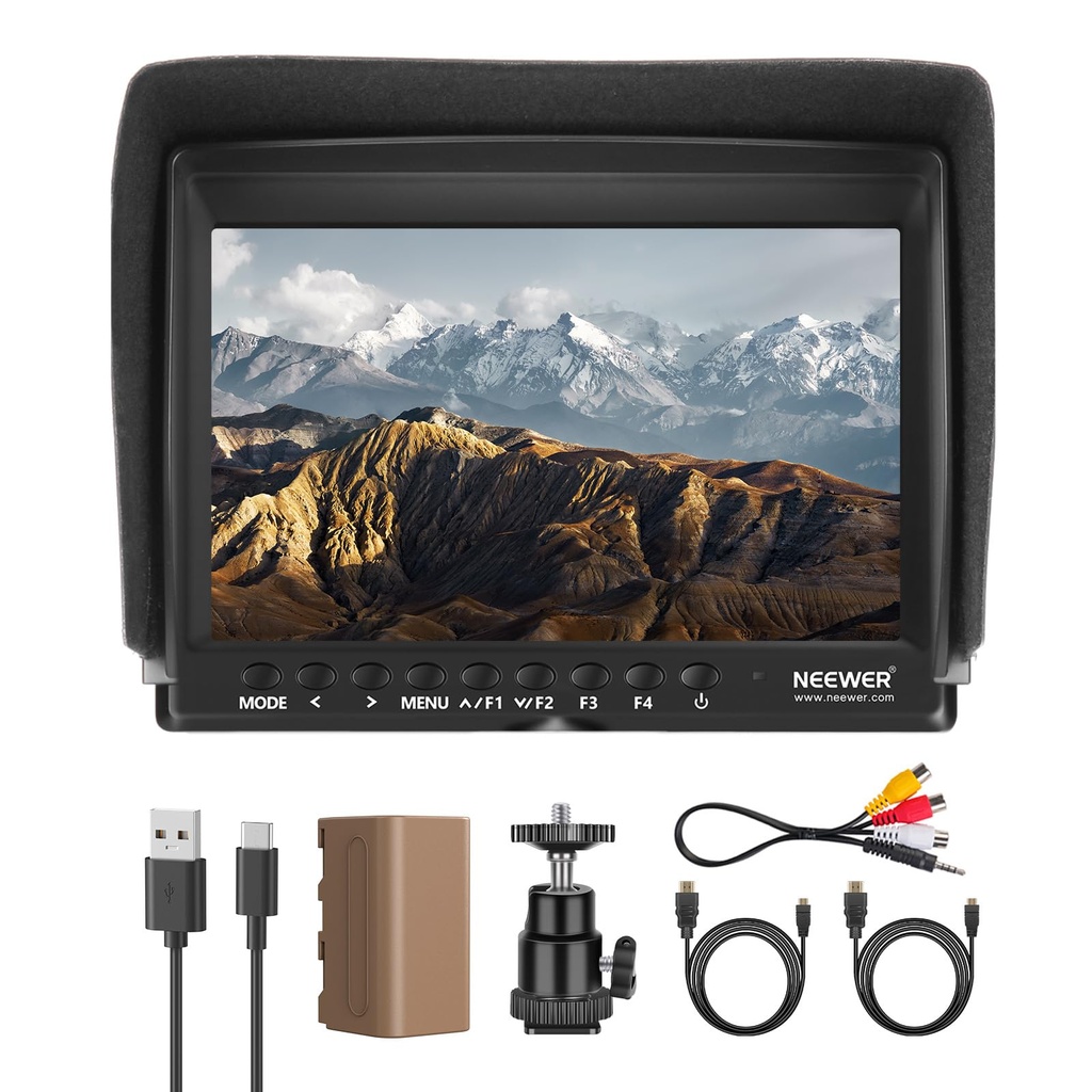 NEEWER F100 7 Inch Camera Field Monitor HD Video Assist IPS 1280x800 HDMI 1080p with 4400mA