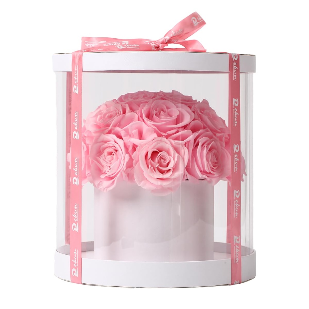 Dekun Round Preserved Flower Gift Box Eternal Flower For Her 19 Preserved Roses - Birthday
