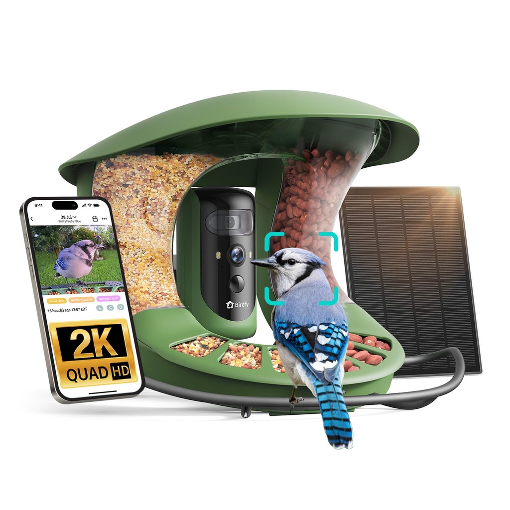 Birdfy 2 Smart Bird Feeder with Camera, Dual-Lens (2K+1080P) Camera for Live Streaming 