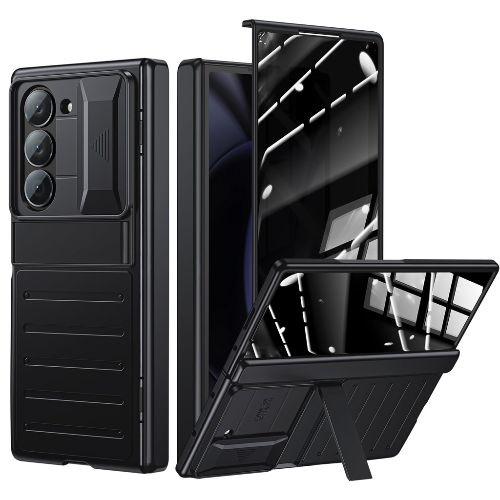 Kaiiecal for Samsung Z-Fold-6 Privacy Case: Slim Hinge Stand Case with Screen Protector - F