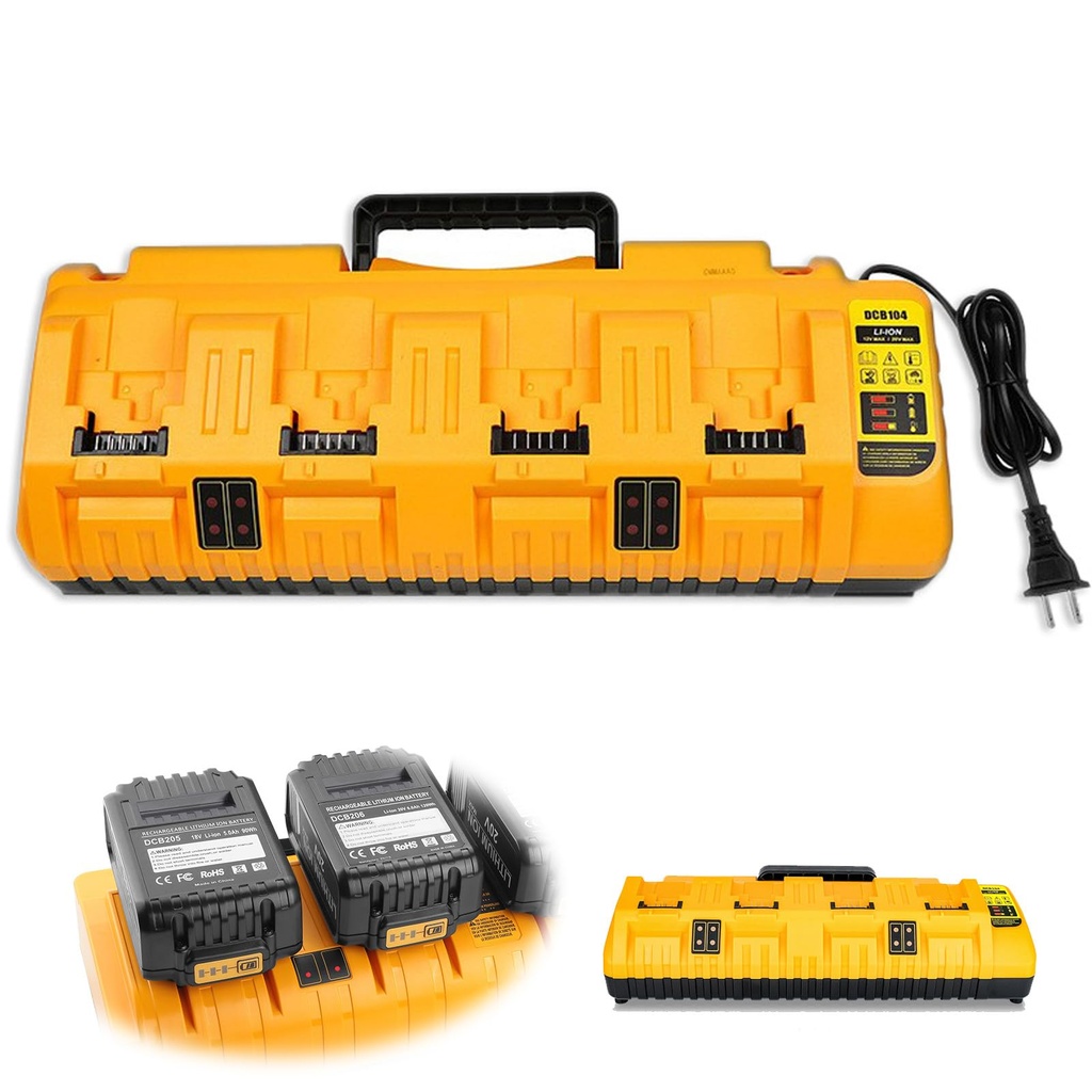 4 Ports Battery Charger Compatible with Dewalt Battery, 3.0A 12V 18V 20V MAX Li-ion Fast Cha