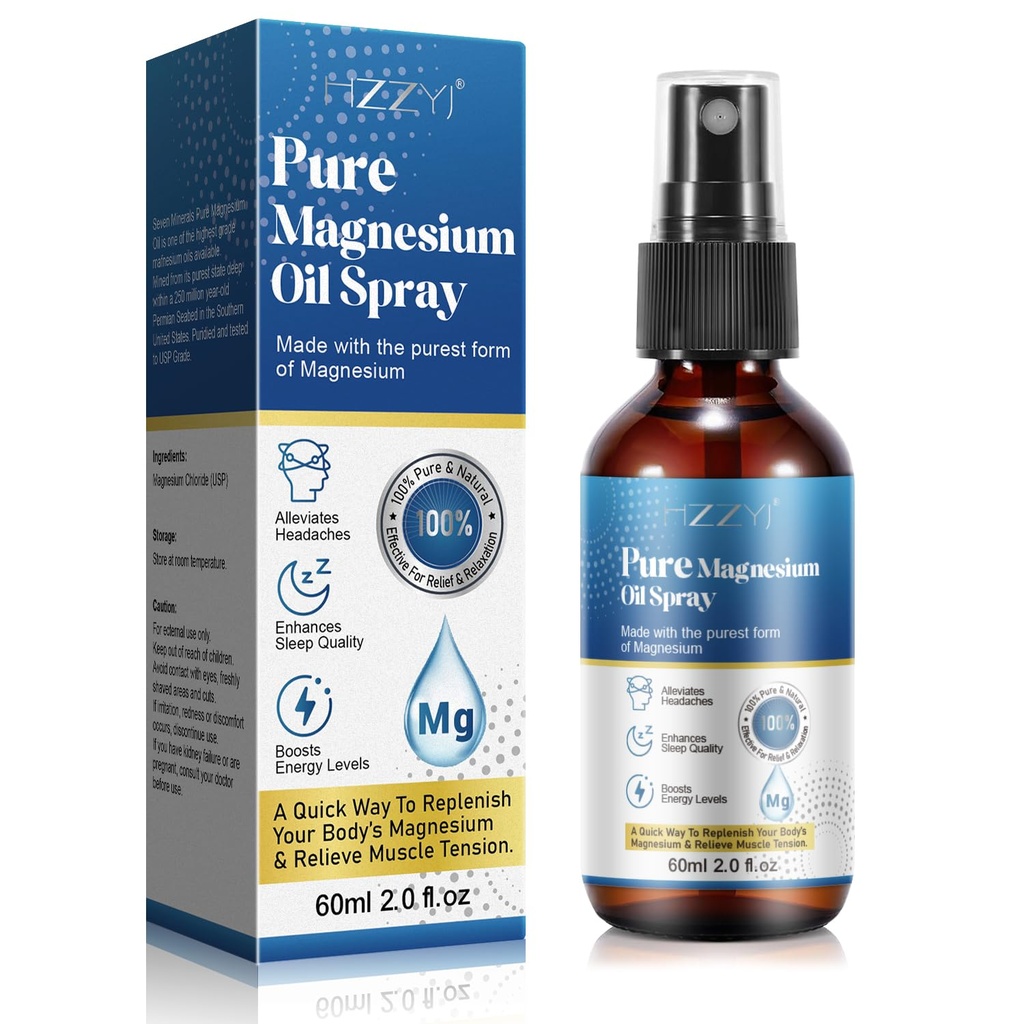 VIDIND Pure Magnesium Oil Spray, 100% Natural Topical Magnesium Foot Spray, Relieve Fatigue
