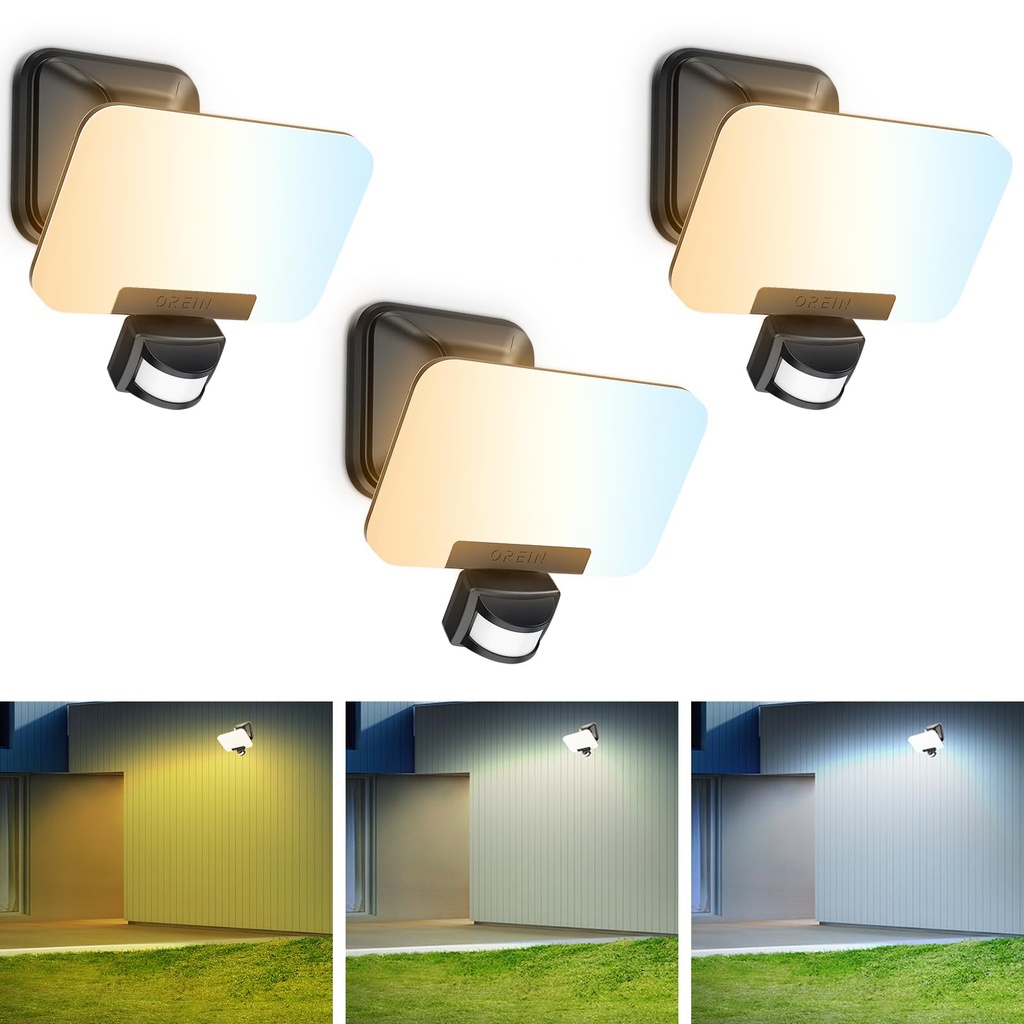 OREiN Outdoor Lights, Security Lights Outdoor Motion Sensor 24w 2800lm, Warm/Nature/Cool