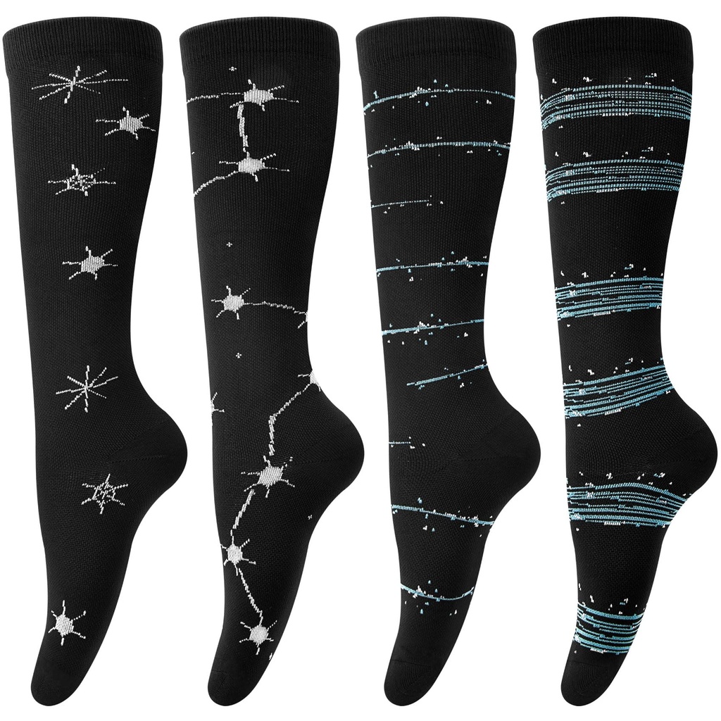 4 Pairs Socks for Women & Men Knee High Socks Moisture Wicking Support Calf Sock for Circu