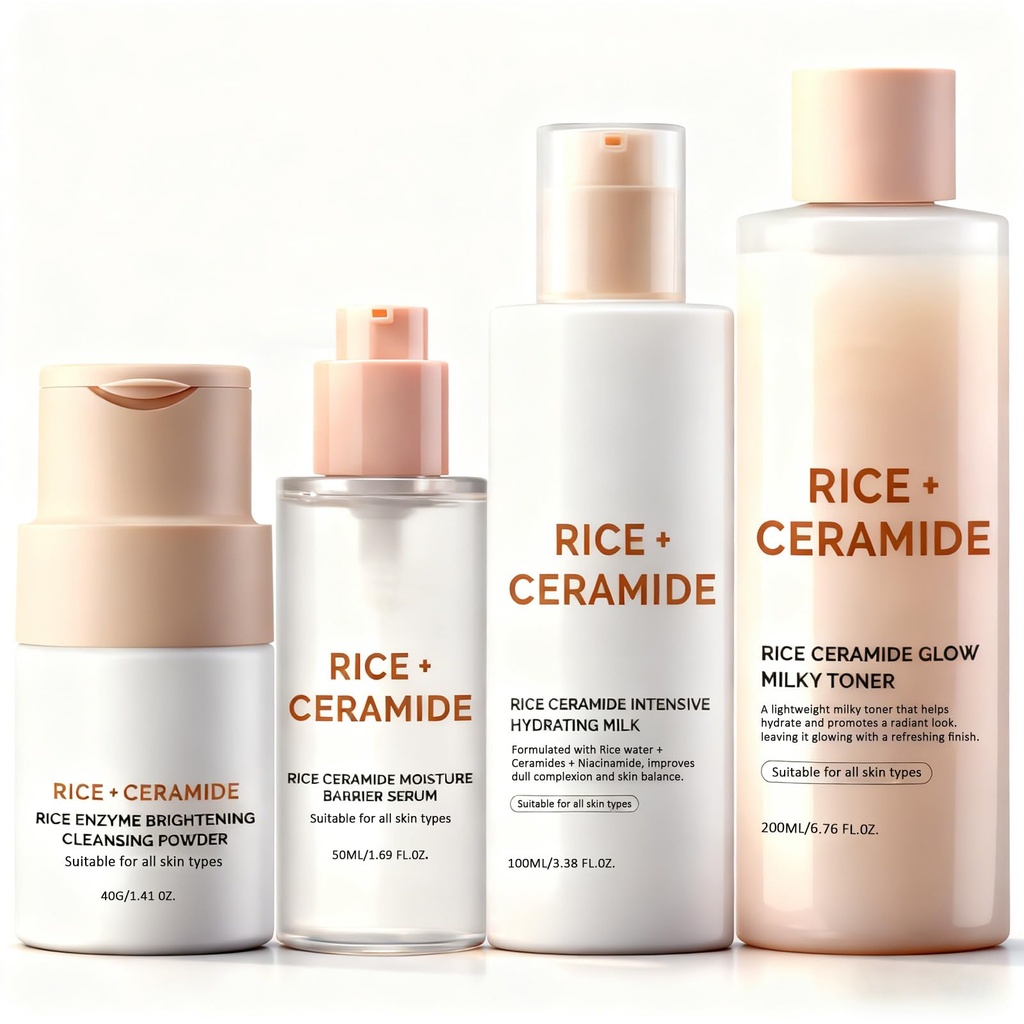 4-Step Rice & Ceramide Skincare Sets & Kit, Korean Skincare Set For Teenagers Girls - Beaut