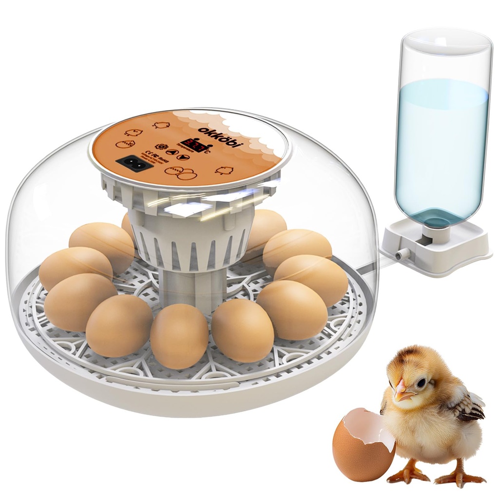 M12 - Egg Incubator with Automatic Turning and Humidity Control - 12/24 Eggs, 360?? View, Ea
