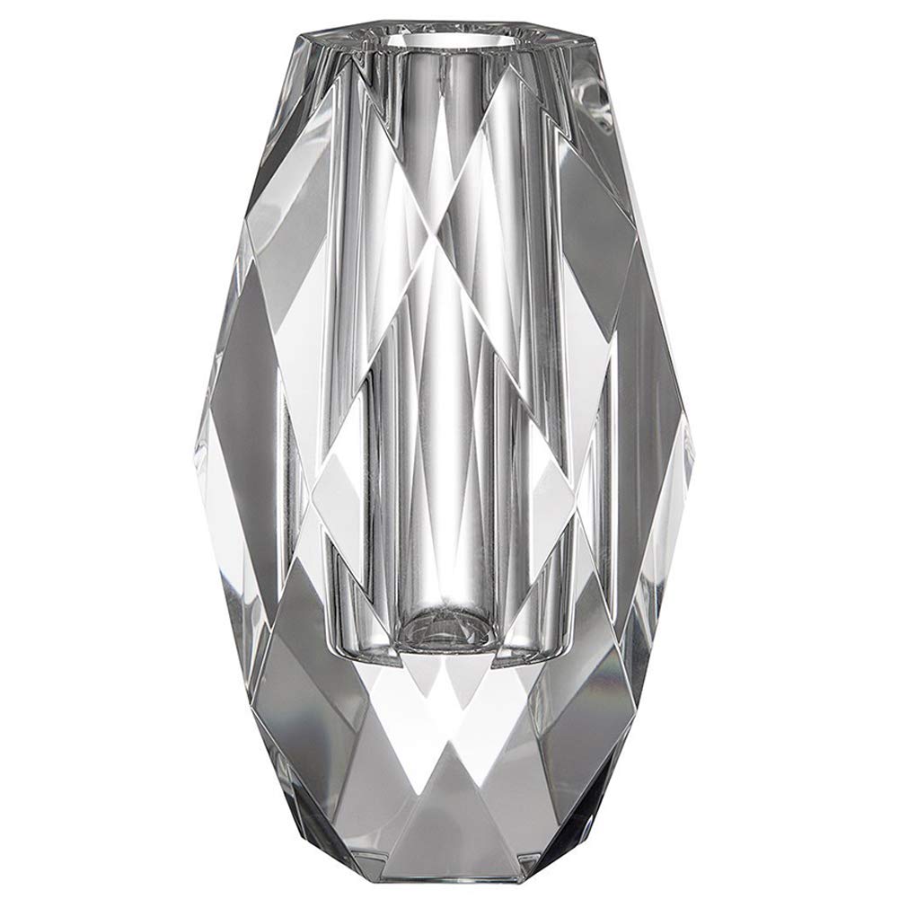 Crystal Flower Vases, Clear Bud Vase for Rose, Elegant Faceted Cut Crystal Vase
