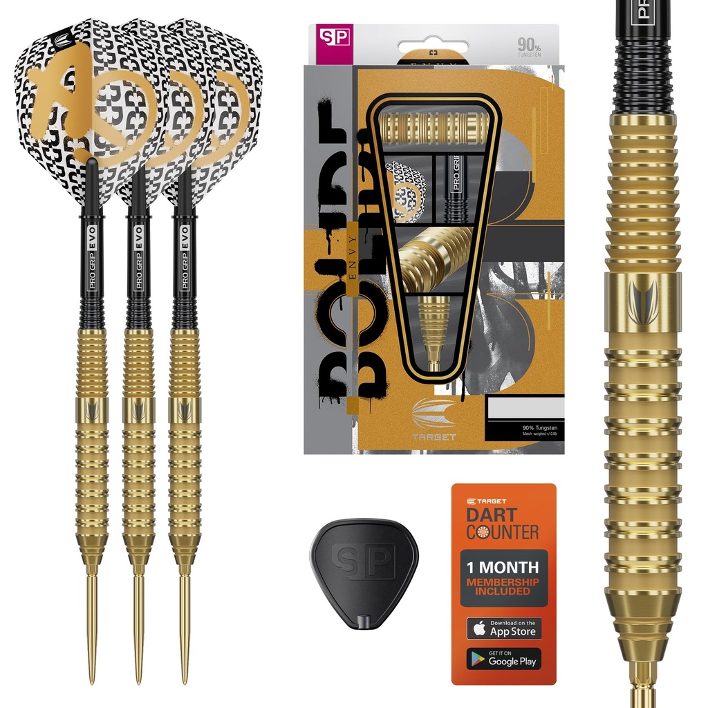 Target Darts Bolide Envy 02 90% Tungsten Swiss Point Steel Tip Dart Set, 24G | Pro Ultra 