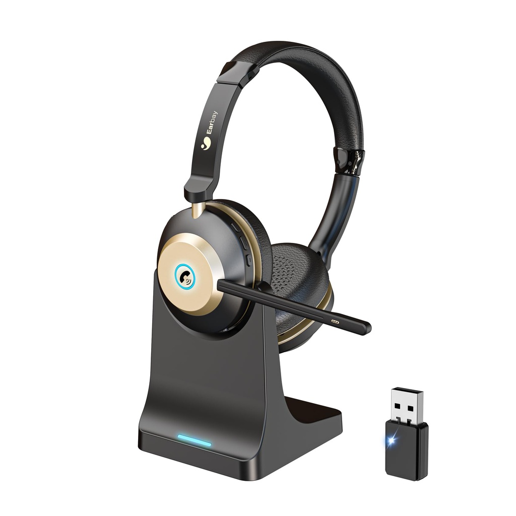 Earbay Wireless Headset, Bluetooth Headset With Microphone Noise Canceling & USB Dongle, V5
