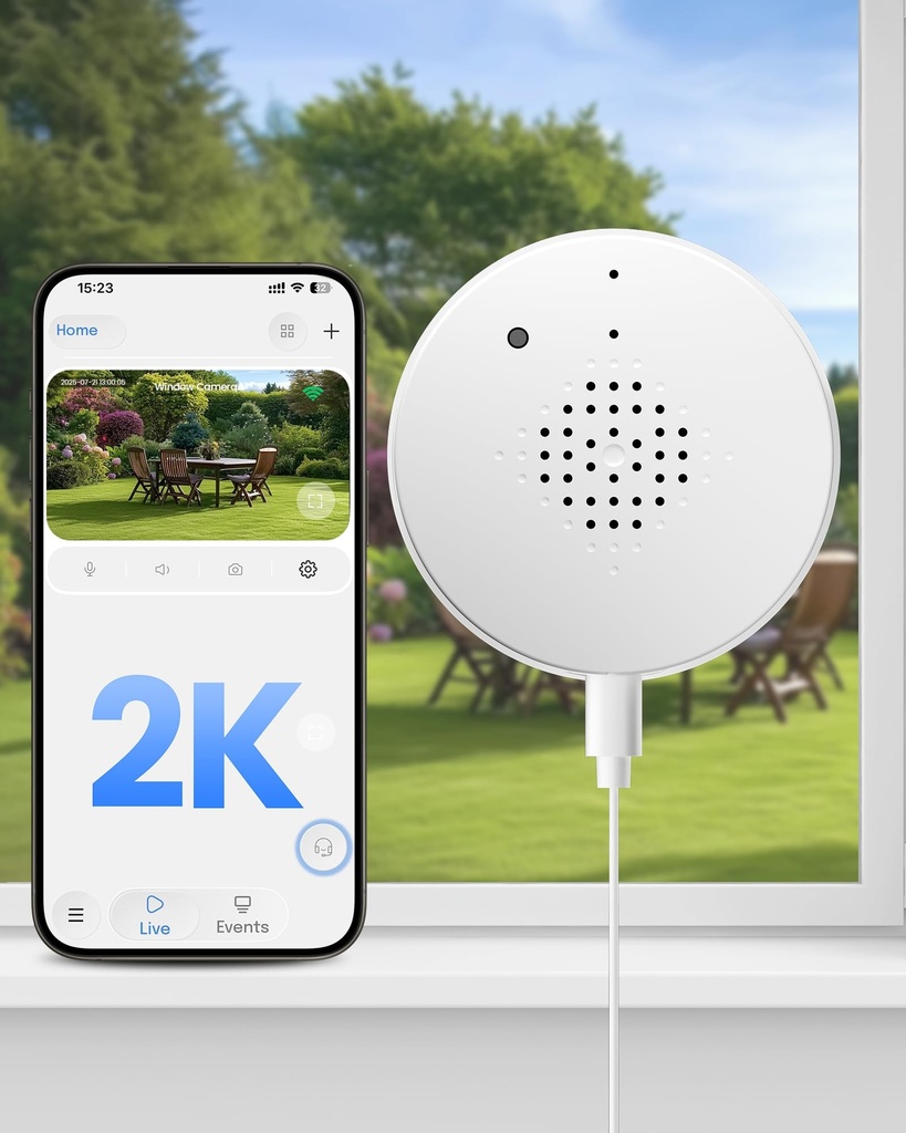 AKINGUAR 3MP 2K Window Camera, 2.4GHz&5GHz WiFi Indoor Camera for Home Security, with Full-C