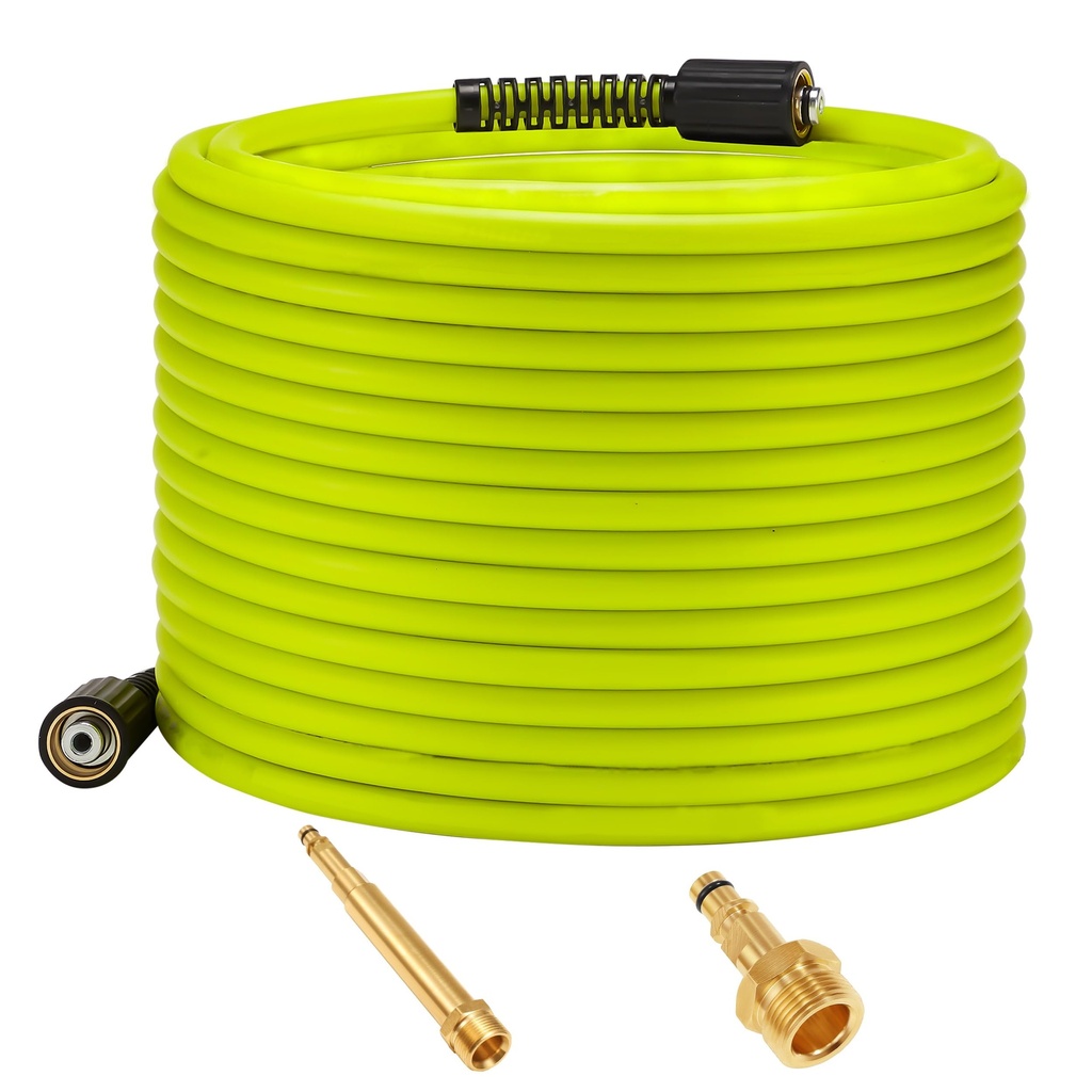 M MINGLE Pressure Washer Hose 50 FT x 1/4", Kink Resistant Power Washer Hose with M22-14 Mal