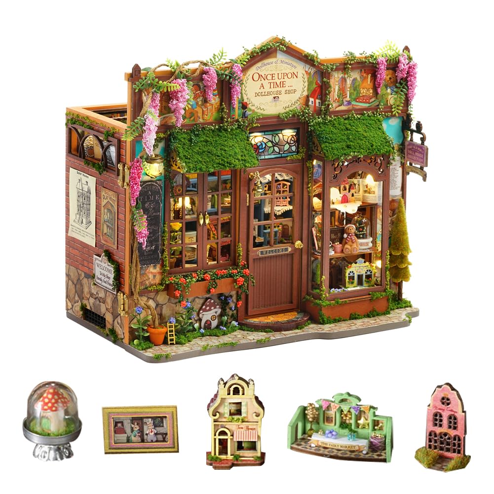 DIY Dollhouse Miniature Kit, Mini Fairy Tale Shop Puzzle Model 1:24 Scale Dolls House Store