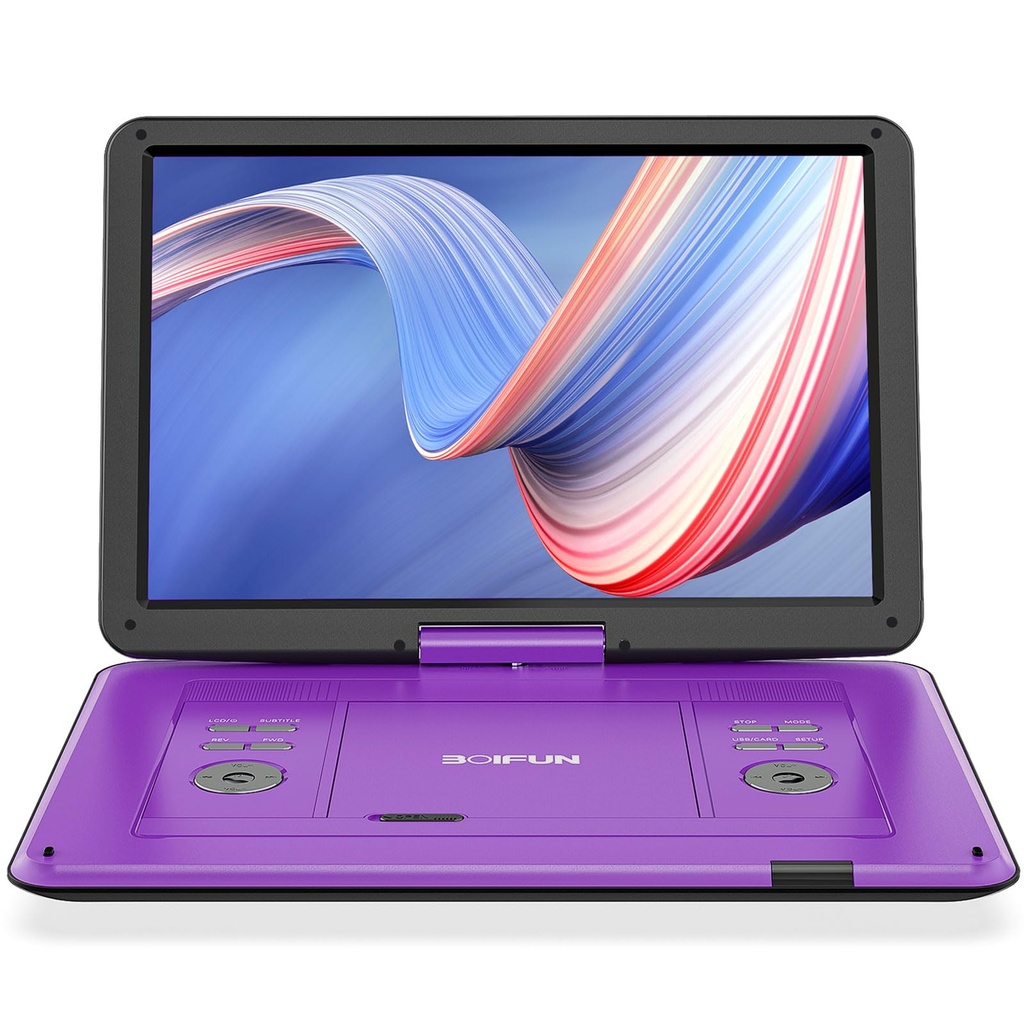 Boifun 17.5'' Portable DVD Player with 15.6" Large HD Swivel Screen, 6 Hours Rechargeable Ba