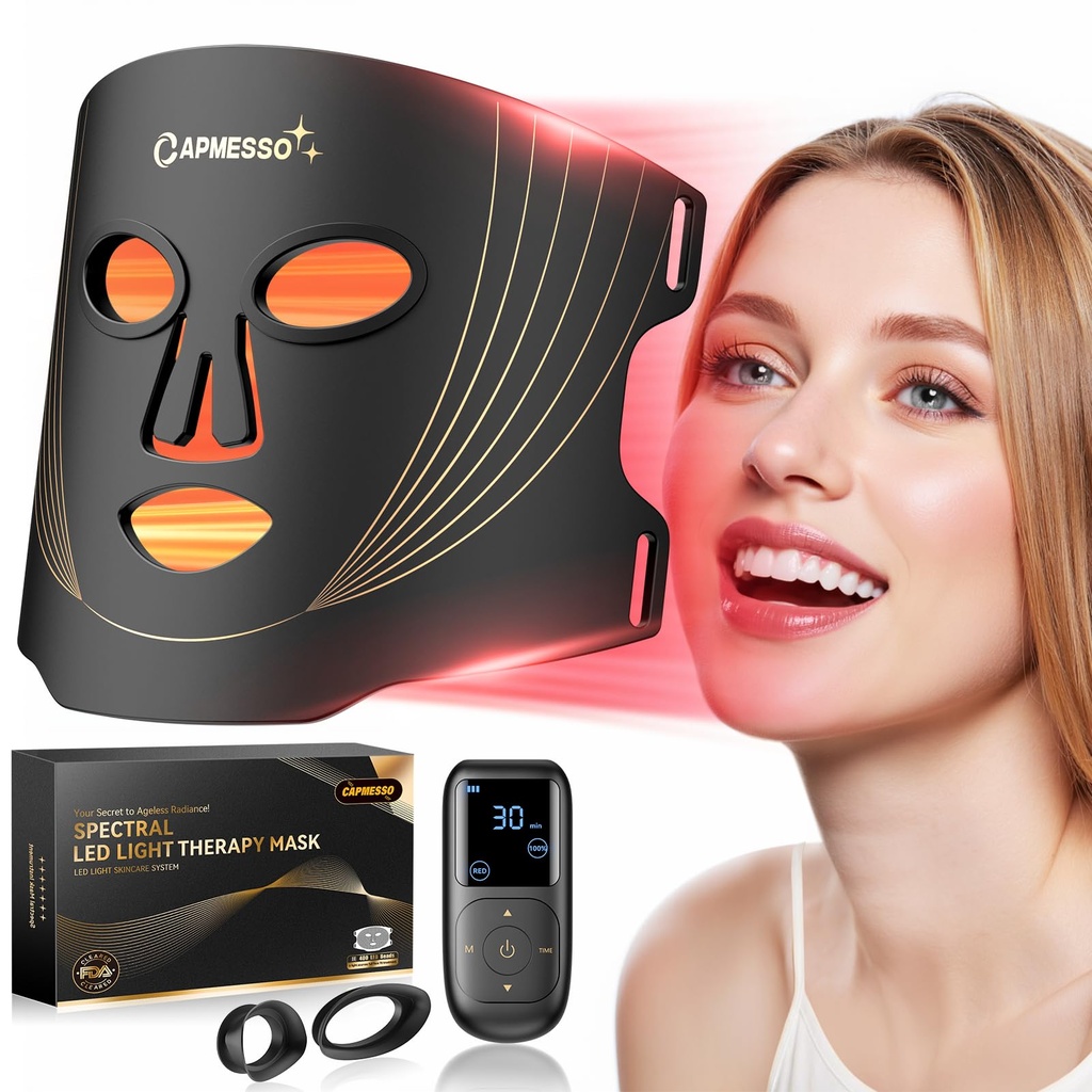 Red Light Therapy Mask for Face: Upgraded 400 Beads LED Face Mask for Anti-Aging and Skin Re