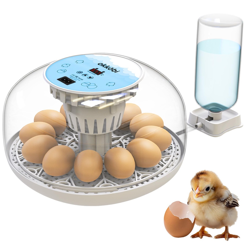 OKK?Ã»BI M12 Egg Incubators for Hatching Eggs - 12/24 Eggs Incubator with Automatic Turner a