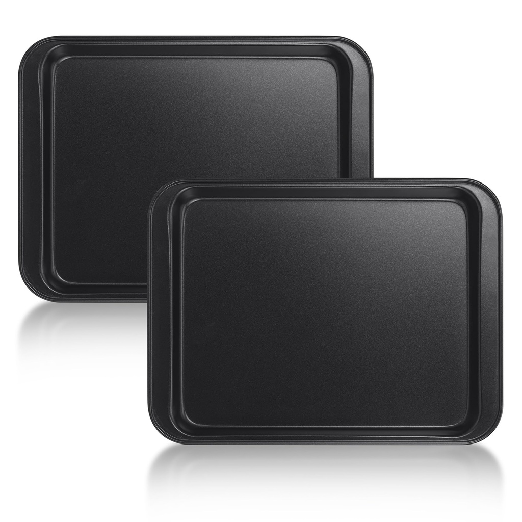 MICHIHOMIE 2 Pack Large Baking Trays, Non Stick Oven Tray Set, Easy Clean & Healthy, Carbon