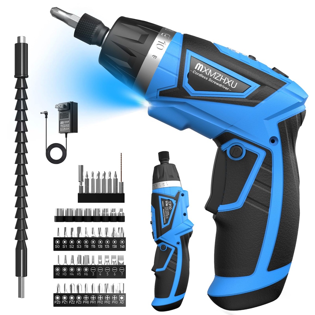 Cordless Screwdriver 8V, 10NÃ‚Â·m Max Torque Electric Screwdriver Set, 180Ã‚Â° Rotating Hand