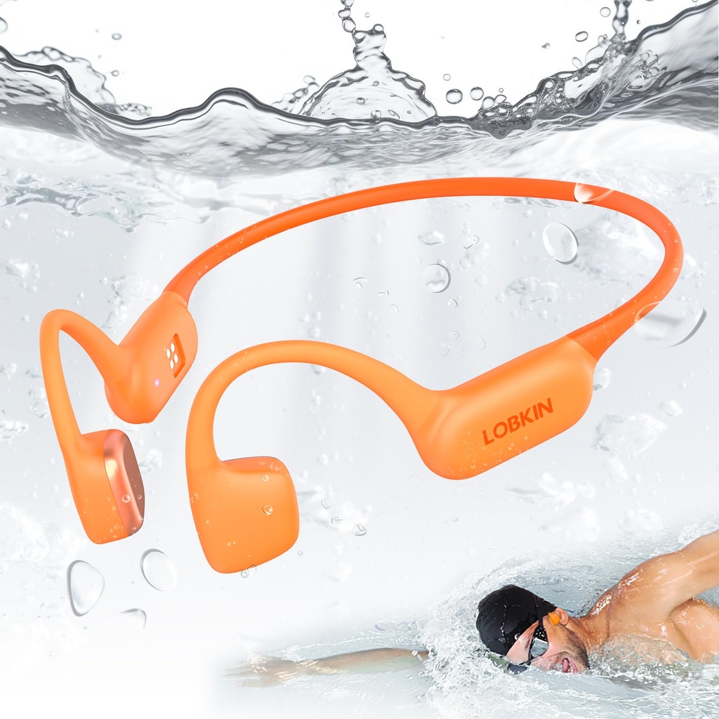 LOBKIN Bone Conduction Headphones,Bluetooth 6.0 Swimming Headphones Wireless, IPX8 Waterpro
