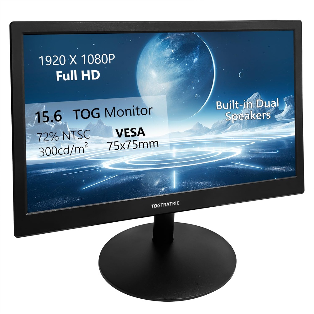 15.6 Inch Small PC Monitor FHD 1920x1080P, Built-in Speaker, 300cd/m??, HDR, 72% NTSC Porta