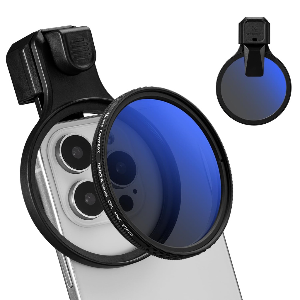 K&F CONCEPT 67mm Press-on CPL Phone Lens Filter Kit, Polarizing Filter Compatible with iPho