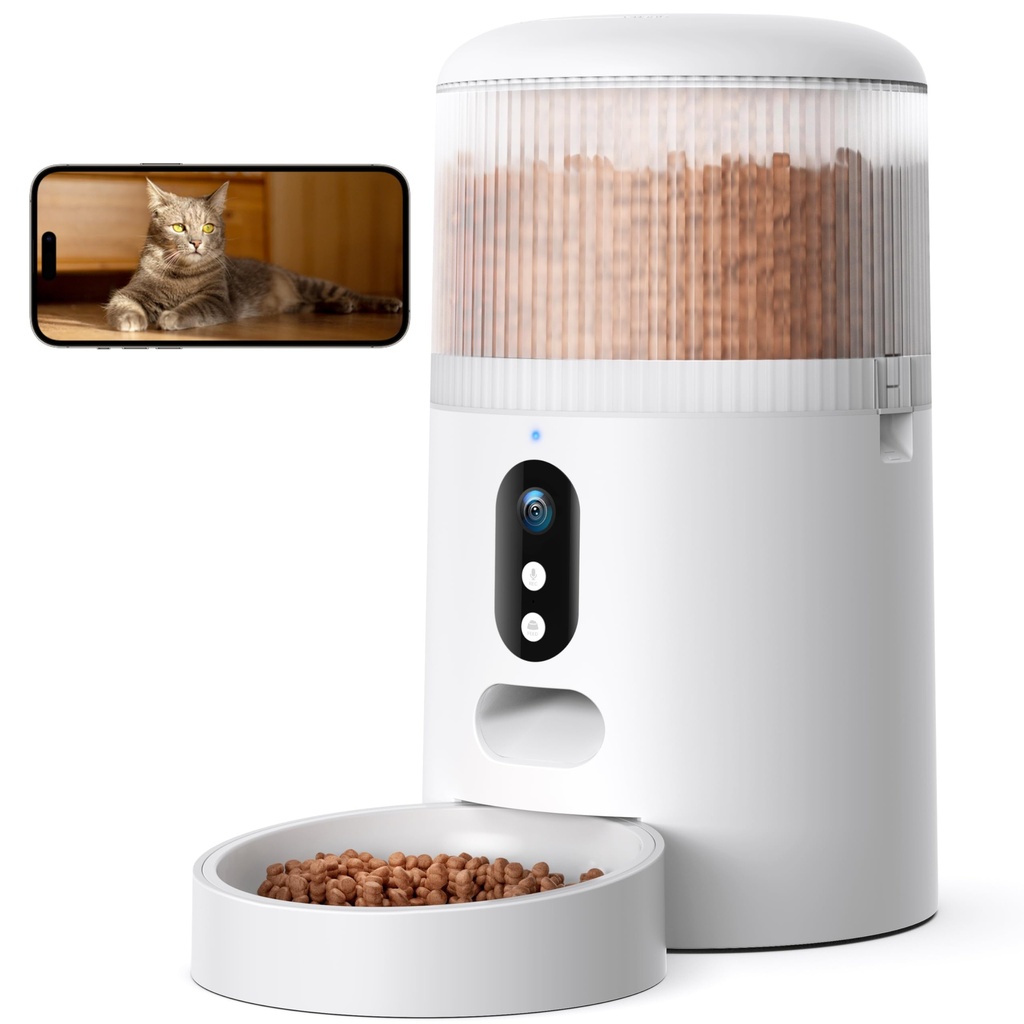 Faroro Automatic Cat Feeder with Camera, 3MP HD Video with Night Vision, 5G/2.4G WiFi Cat Fe