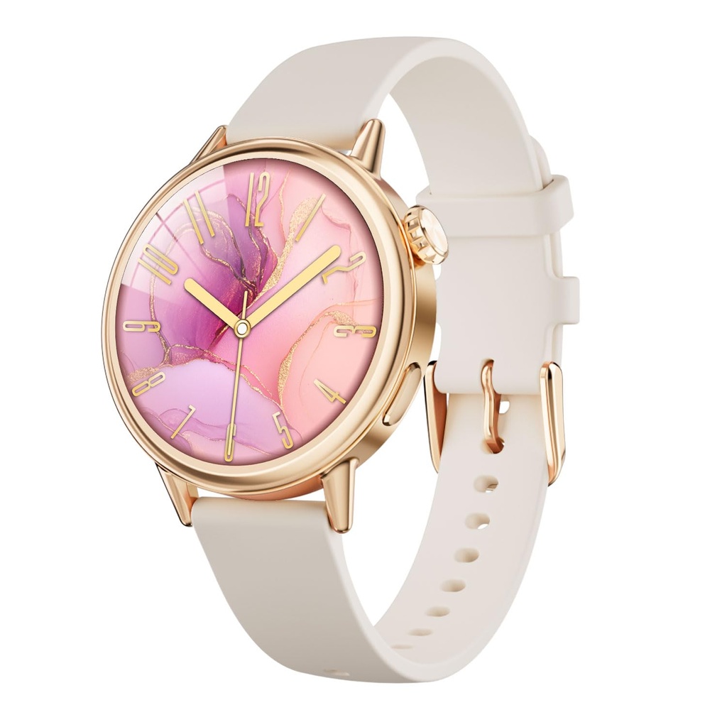 TOOBUR Petite Smart Watch for Women Small Wrist, 37 mm AMOLED Smartwatch, Compatible with A