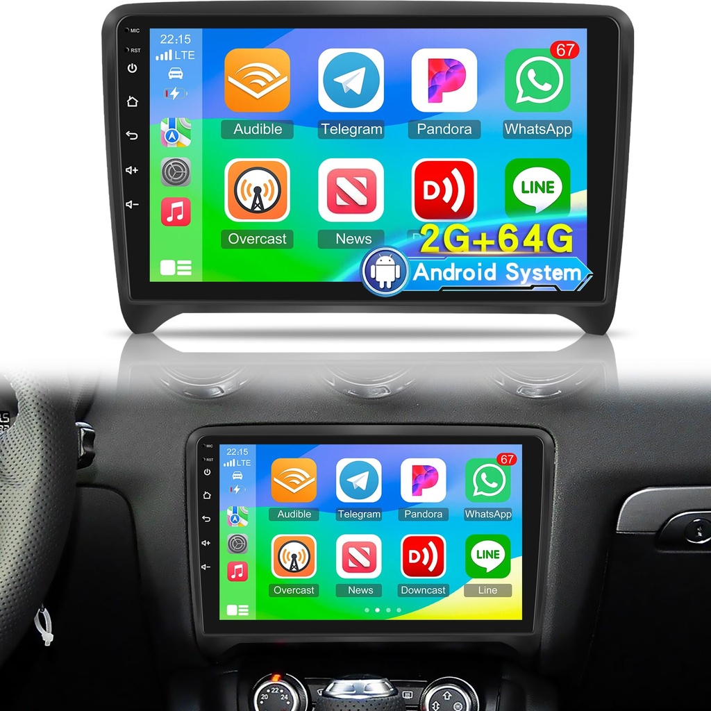 [2G+64G] Radio for Audi TT MK2 2008-2014, 9 inches Touch Screen Android Audi TT Carplay Ster