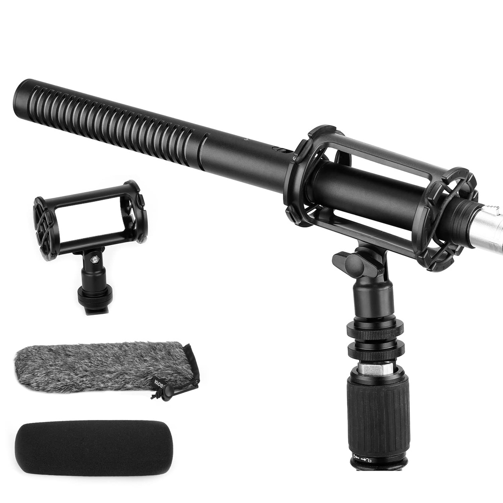 BOYA XLR Shotgun Microphone BY-BM6060, Super-Cardioid Condenser Mic with 24 48V Phantom Powe