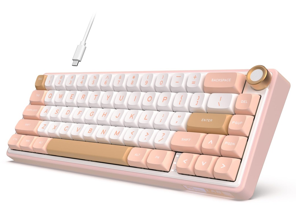 RK ROYAL KLUDGE R65 Wired Mechanical Keyboard with Knob, 60% Percent QMK/VIA US Layout RGB