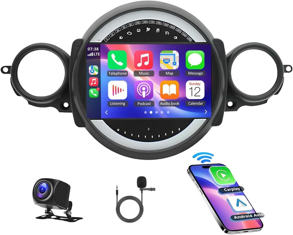 4+64G Android 14 Car Stereo for BMW Mini Cooper R56 2007-2014 w/with Wireless Carplay Andro
