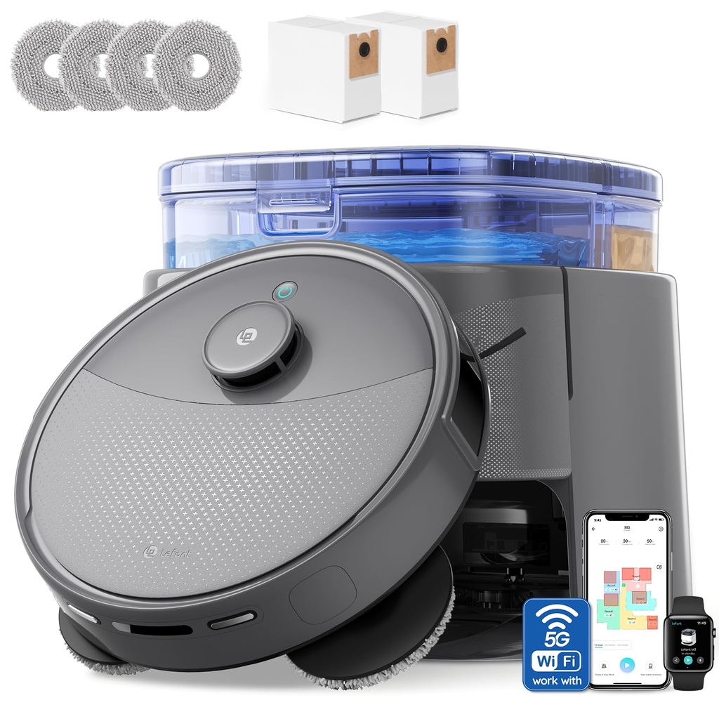 Lefant M3 Max Robot Vacuum Cleaner with Mop, All-in-One Station with 20,000Pa Suction, Self