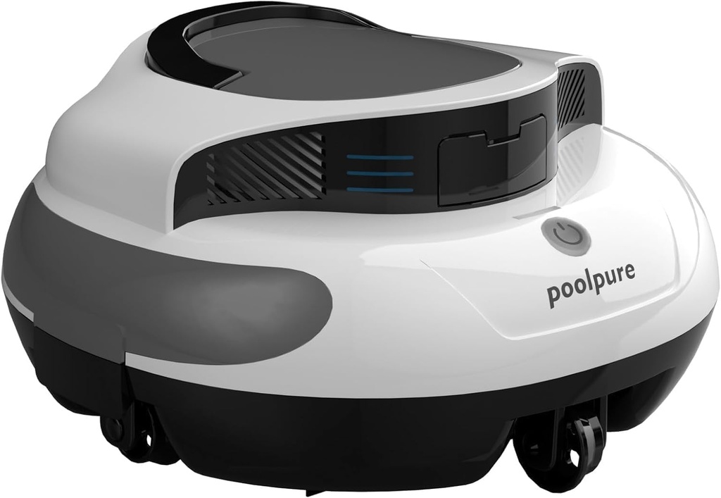 POOLPURE White Pool Vacuum Cleaner, 5000mah battery, cordless Robotic Pool Cleaner, automati