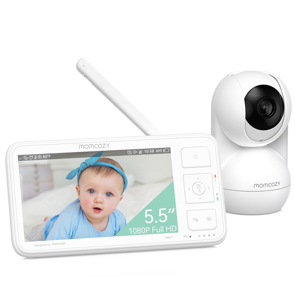 momcozy Video Baby Monitor, 5.5 1080P Full HD Baby Monitor with Camera & Wall Mount
