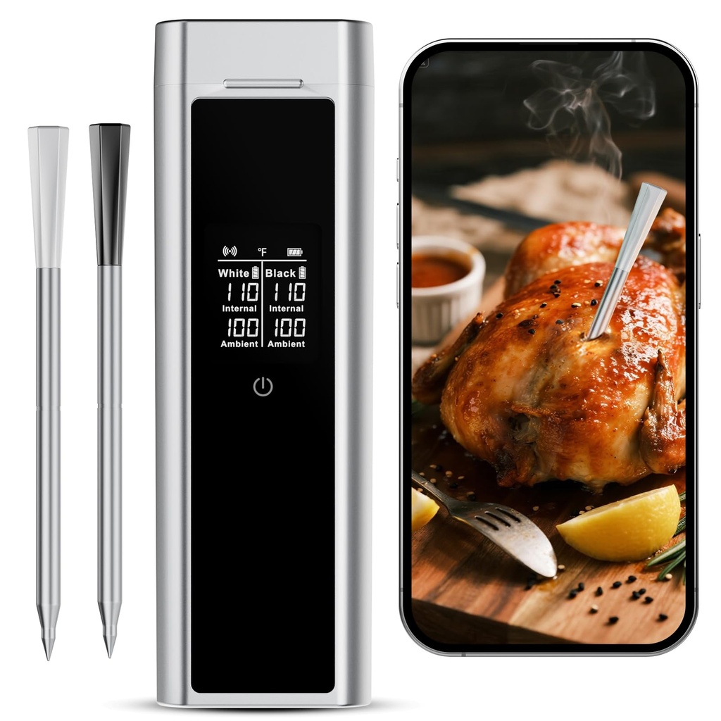 Digital Meat Thermometer Wireless - Smart BT Auto Pairing Cooking Thermometer 