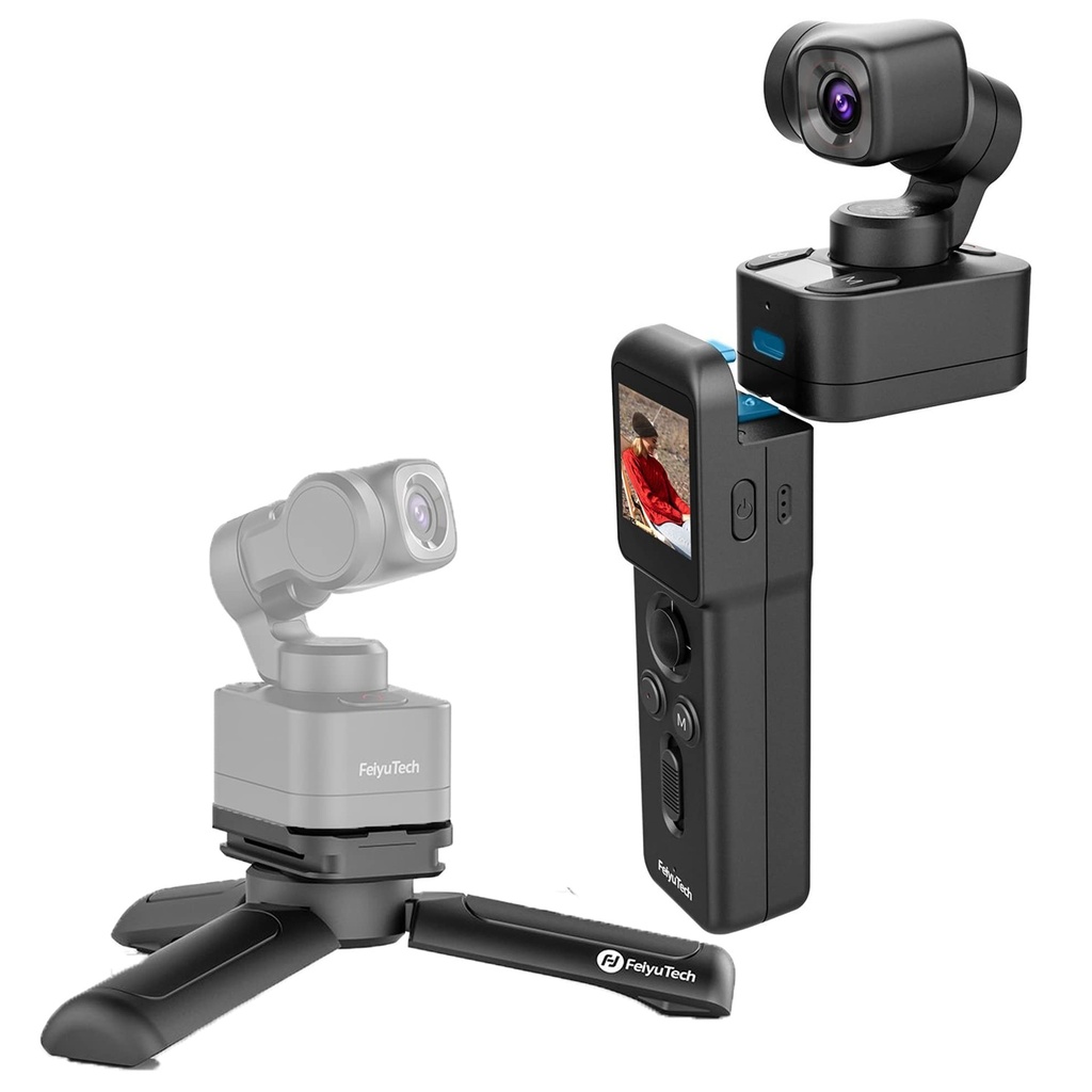 Feiyu Pocket 3 Action Camera 4K with Remote Control Bundle [Official],3-Axis Anti-Shake 