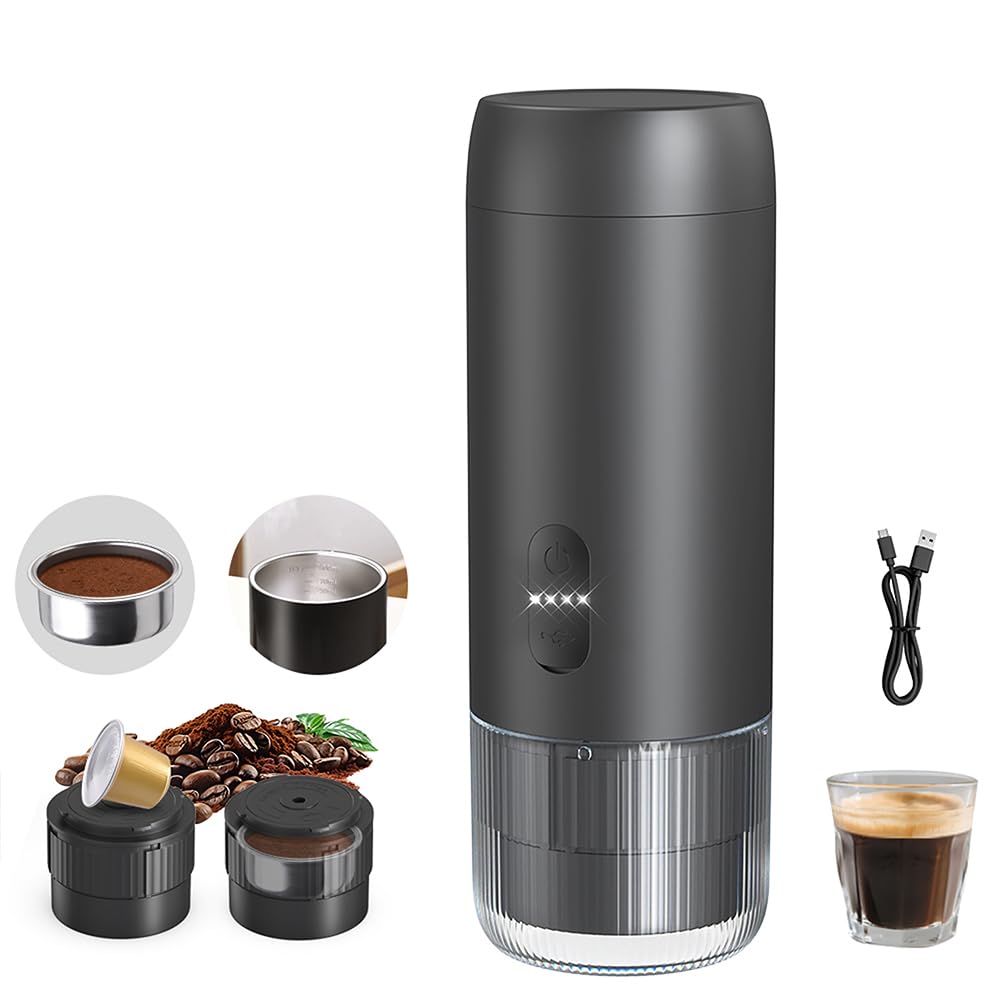 olkezz® 2 in 1 Portable Electric Espresso Machine, Non Self-Heating Travel Coffee Maker 
