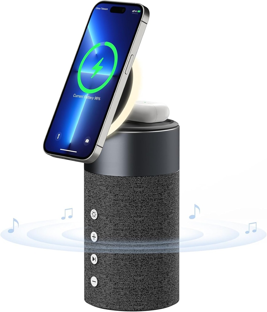 COLSUR Bluetooth Speaker, Wireless Charger, Bluetooth Speakers with Night Light, 2 in 1 Wireless