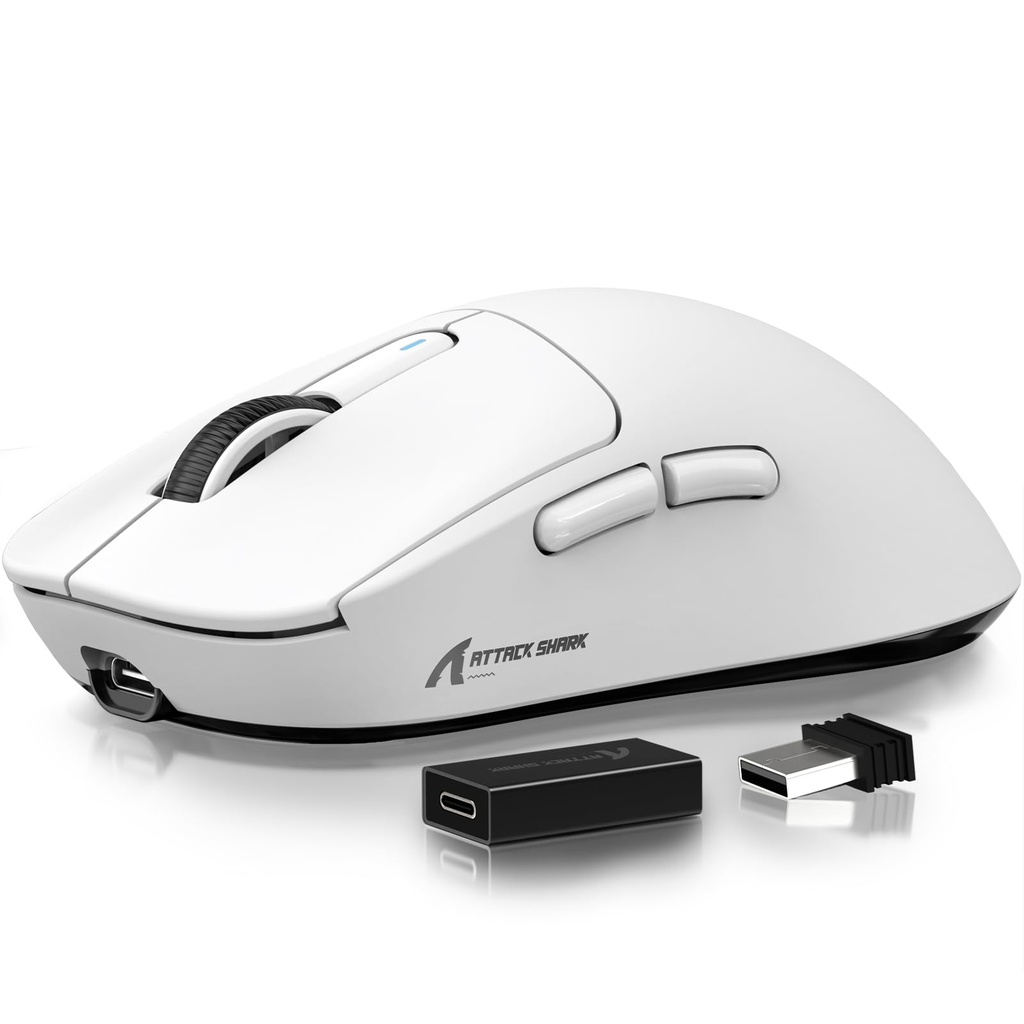 ATTACK SHARK X3 Pro 4K/8K Hz Mouse, 59g SUPERLIGHT, PixArt PAW3395 Gaming Sensor, BT/2.4G W