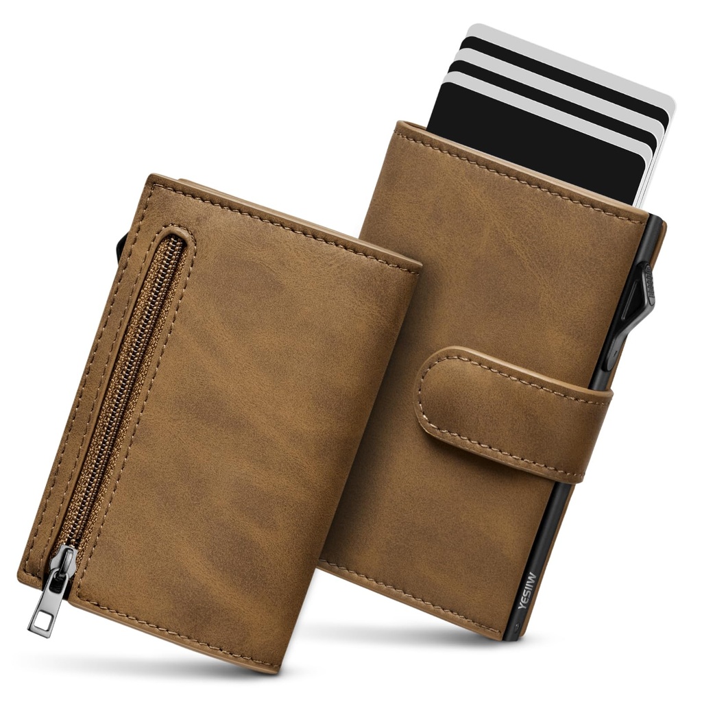 YESIIW Wallets for Men UK, Slim Mens Wallets RFID Blocking, Pop Up Credit Card Holder Minim