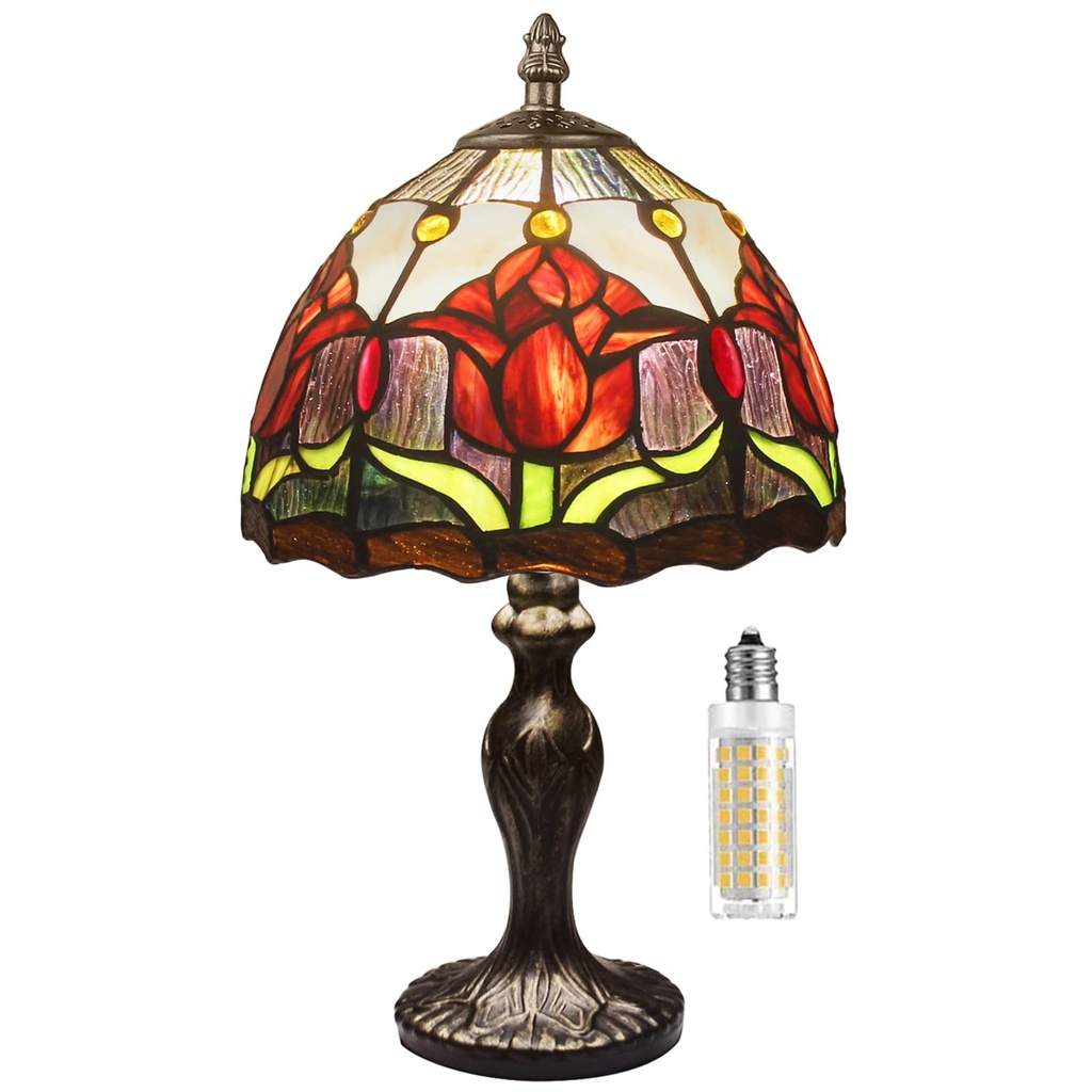 MIAOKE Stained Table Lamp Stained Glass Table Light, Handmade Desk Bedside Table Night Lamp