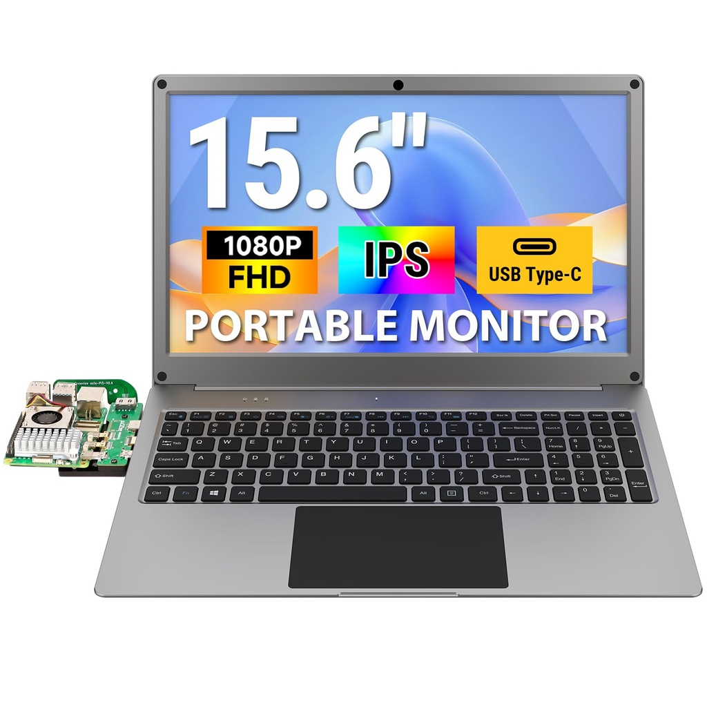 Portable Monitor, 15.6" 1080P FHD Lapdock Portable Screen Computer Monitor with Keyboard 