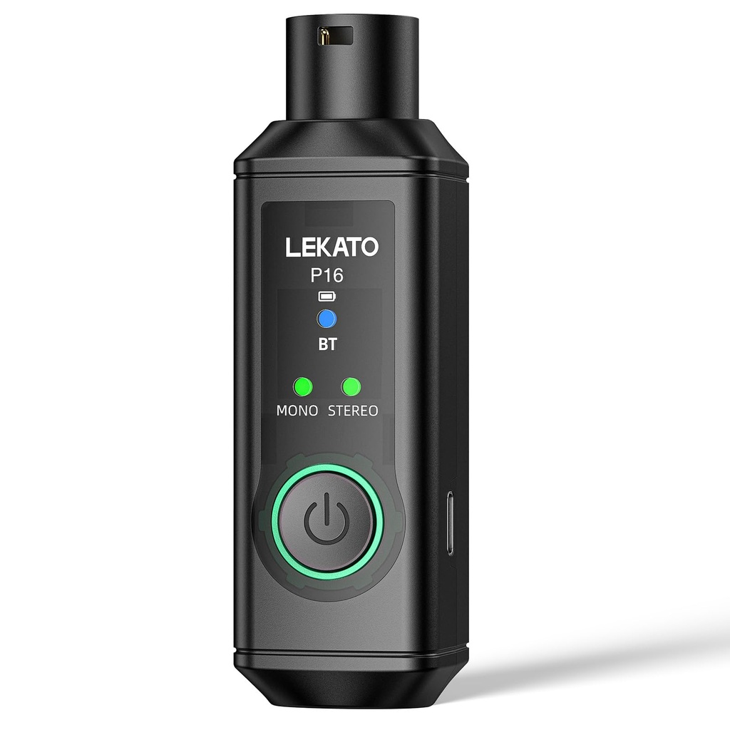 LEKATO P16 Bluetooth XLR Receiver, Mono/Stereo Audio Receiver with 15H Playtime for PA & DJ