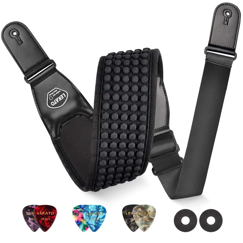 LEKATO 3D Air Cushion Bass Guitar Straps for Bass & Electric Guitar with 3.5" Wide Neoprene