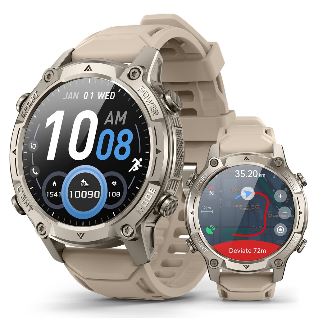 GPS Smart Watch for Men with Maps, 21-Day Battery, 5ATM Waterproof, 1.43" AMOLED