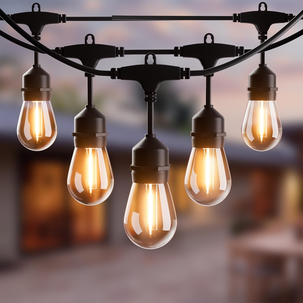Yuucio 150FT/45M Outdoor Festoon String Light, Garden Lights Mains Powered Waterproof IP65